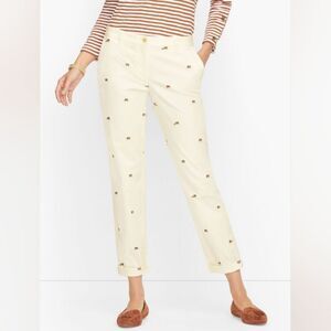 Talbot's Relaxed Chinos Embroidered Elephants Ankle Length Size 10